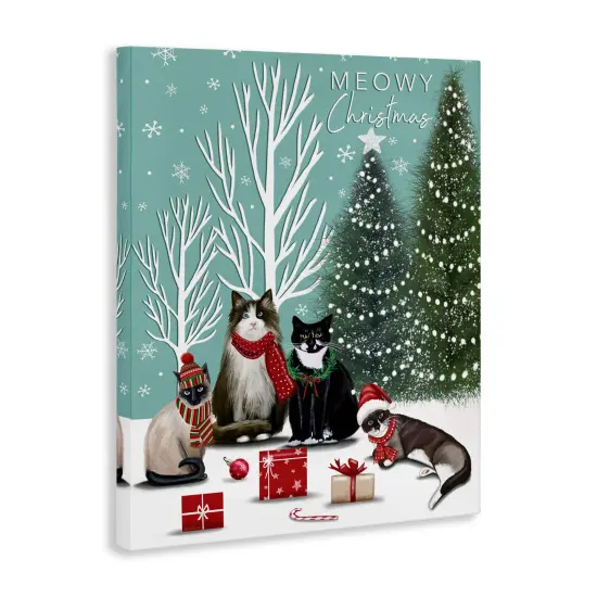 Stupell Industries Festive Winter Cats Scene Canvas Design by Elizabeth Tyndall {3}