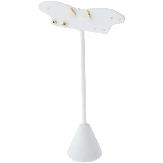 Plymor White Faux Leather Fish Tail Style, Five Pair Earring Display Stand, 3.125" W x 1.25" D x 5.5" H {3}