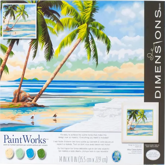 Dimensions 73-91744 Tropical View Paint by Numbers Kit, 14'' x 11' {1}
