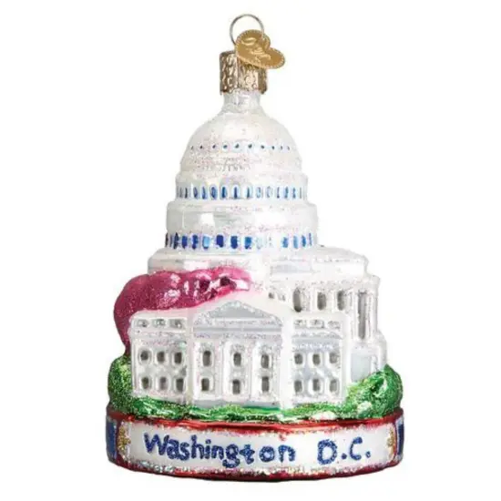 Old World Christmas 4.5 Inch Washington D.C. Christmas Tree Ornament , United States Capitol White {1}
