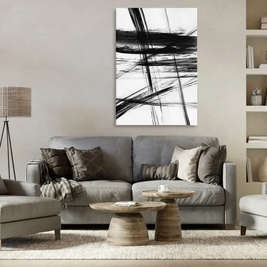 Stupell Industries Minimal Black Streaks on White Canvas By Judith Shapiro {2}