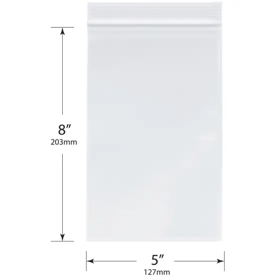 Plymor 5" x 8", 4 Mil Heavy Duty Zipper Reclosable Plastic Bags {2}