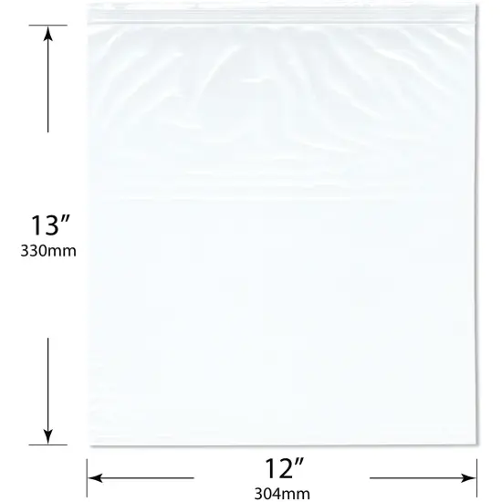 Plymor 12" x 13" (Pack of 100), 2 Mil Zipper Reclosable Plastic Bags {3}