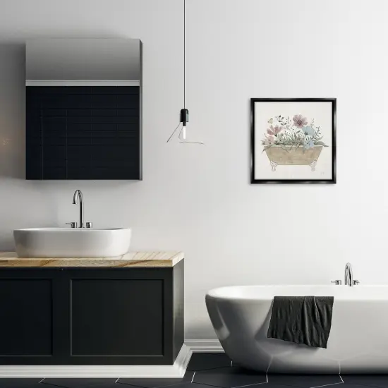 Stupell Industries Cottage Florals in Bathtub Floating Frame Design by Janet Tava {2}