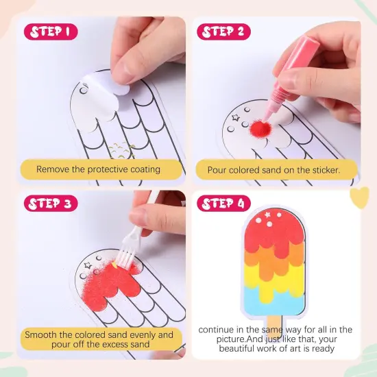 30 Sets Sand Art Kit Crafts for Kids 30 Sand Art Pictures with 23 Colored Sands DIY Sweet Treat Craft Paintings with Brushes {2}