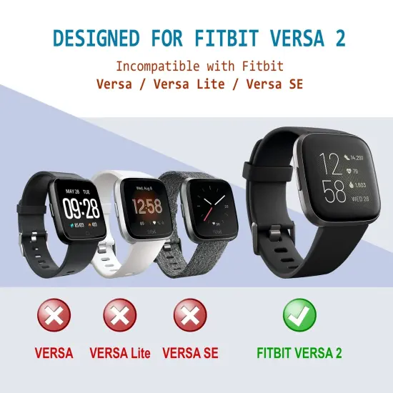 Screen Protector compatible with Fitbit Versa 2 Smartwatch, with Soft TPU Rubber Protective Case All Around Shockproof Bumper Full Cover, Clear/Black by Insten {7}