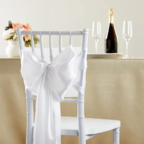 10-Pack White Satin Table Runners for Rectangular and Round Tables, Weddings, Baby Showers, Birthday Parties, Banquets, Events Decorations (White, 108.2x11.8 in) {3}