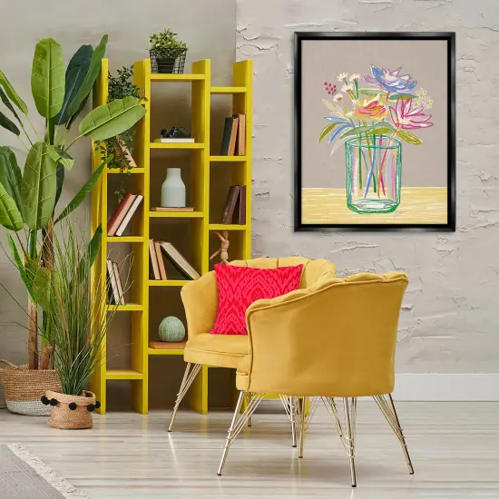 Stupell Industries Abstract Outlines Flower Arrangement Floating Frame By Lisa Nohren {2}