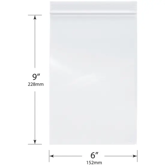 Plymor 6" x 9", 2 Mil Zipper Reclosable Plastic Bags {3}