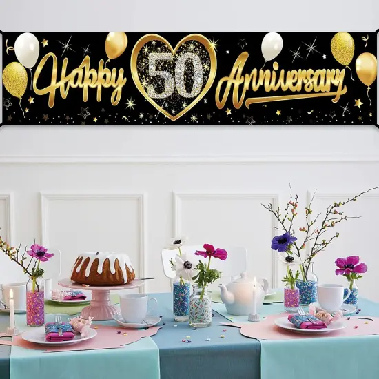 Happy 50th Wedding Anniversary Banner Decorations {3}