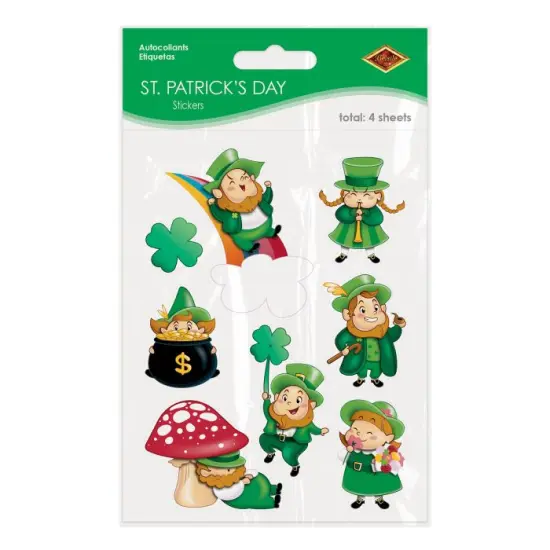 12 Packs Bulk Leprechaun/Shamrock Stickers 4/Pack {3}