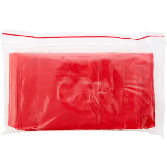 Plymor 3" x 3", Red 2 Mil Zipper Reclosable Plastic Bags {5}