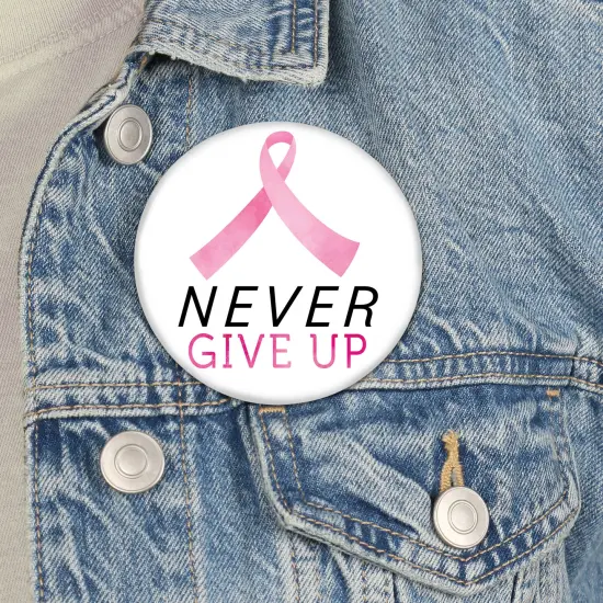 Big Dot of Happiness Pink Ribbon Buttons - Breast Cancer Awareness Support Badge - 3 inch Pinback Button - Set of 8 {4}