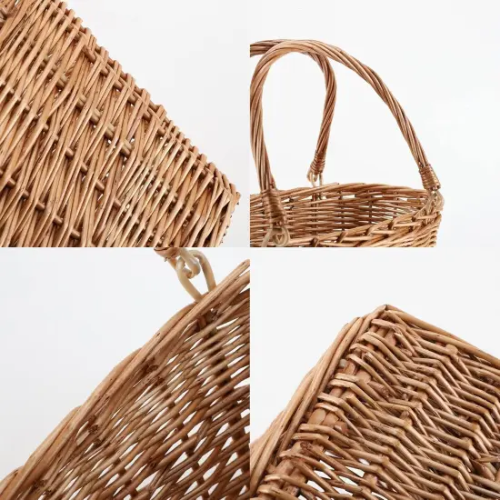 Natural Wicker Picnic Basket with Handle - Woven Willow Basket for Eggs, Candy, Groceries, Flowers, Gifts, Home & Outdoor Storage, 13x6x8 inches {2}