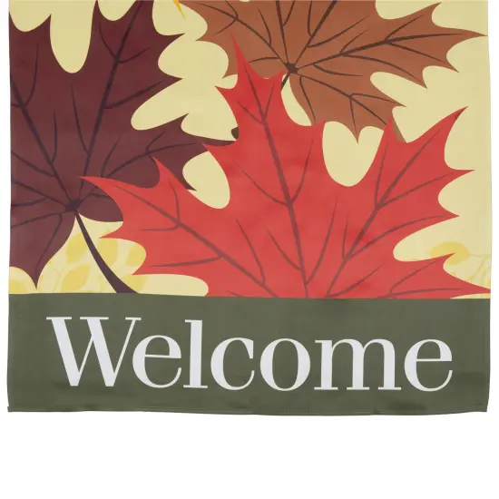 Northlight Red and Yellow Fall Leaves Welcome Outdoor House Flag 28" x 40" Beige {5}