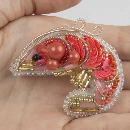 BP-290C Beadwork kit for creating brooch Crystal Art "Shrimp" {2}
