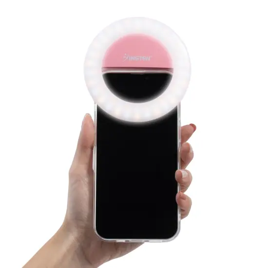 Insten Video Conference Lighting Kit For Cell Phone Laptop, LED Ring Lights Clip on, 3 Lighting Modes 4 Brightness, Pink {2}