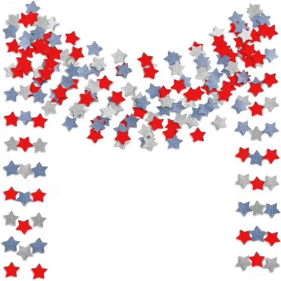 6 Pack Patriotic Star Streamers Garland Red White Blue Bunting Banner Paper Hanging Decorations for 4th of July American Independence Day Labor Day Holiday Memorial Day Party Supplies (50 Feet) {1}