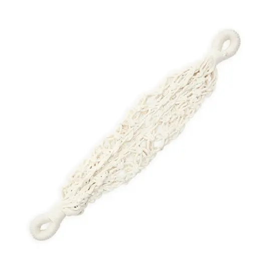 Macrame Fruit Hammock for Kitchen Under Cabinet with 2 Hooks, Hanging Net Basket for Bananas and Produce Storage (6 x 25 x 15 In) White {7}