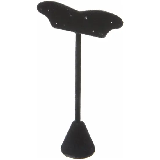 Plymor Black Velvet Fish Tail Style, Five Pair Earring Display Stand, 3.125" W x 1.25" D x 5.5" H {1}