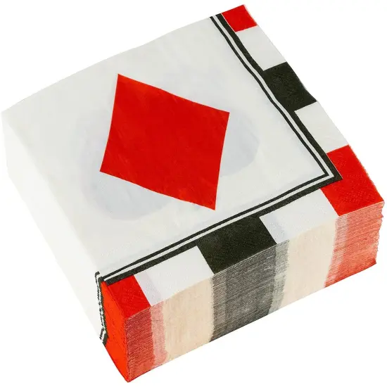 Paper Napkins in Poker Design for Casino Party Supplies (6.5 x 6.5 in, 150 Pack) White {6}