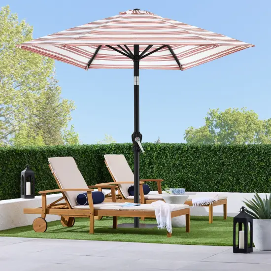 Best Choice Products 10ft Outdoor Steel Striped Market Patio Umbrella w/ Crank, Tilt Push Button, 6 Ribs Striped Rust {3}