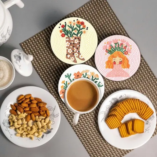 6 Pcs 5D Diamond Painting Coasters Kits with Holder, Diamond Art Coasters Set for Drinks Coffee Table, Diamond Painting kit for Beginners Adults DIY Art Craft Gifts Home Decors {2}