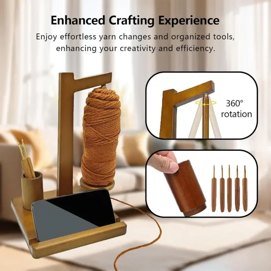 Wooden Yarn Holder for Crocheting Knitting {4}