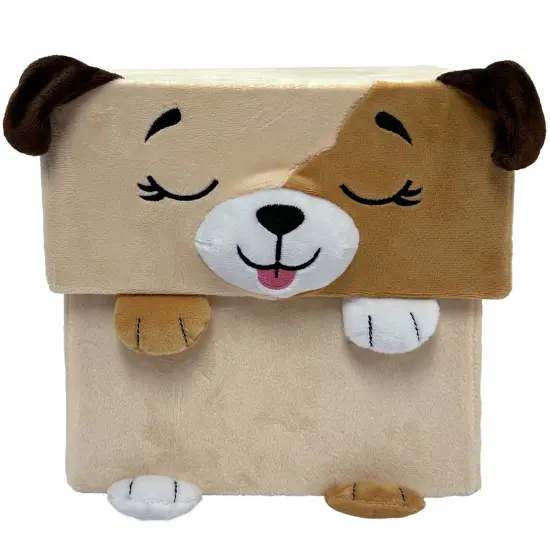 Happy Nappers: Adorable Storables - Dog - Tan & Brown - 8&rdquo; Character Box & Surprise 8&rdquo; Plush Toy w/ Weighted Paws, Square Storage Bin, Kids Ages 1+ {4}