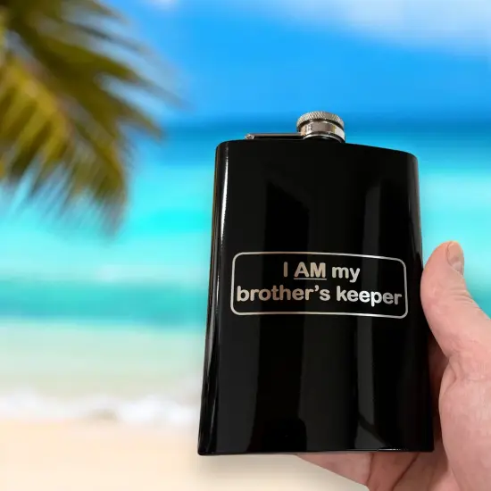 8oz BLACK I AM my brother's Keeper Flask {6}