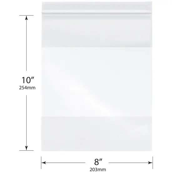 Plymor 8" x 10", 4 Mil with White-Block Heavy Duty Zipper Reclosable Plastic Bags {3}
