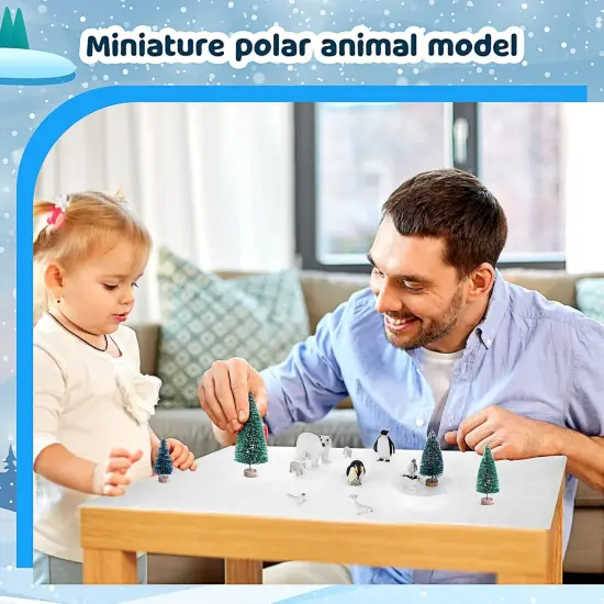 19 Pcs Arctic Animals Figurines Set Includes 9 Polar Animals Figurines 6 Mini Pine Trees 1 Foam Boards 1 Fake Snow Blanket 2 Blue Tissue Paper {5}