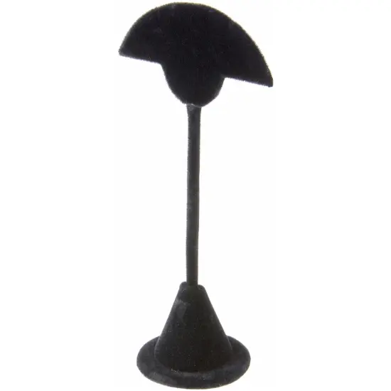 Plymor Black Velvet Fan Shaped, Two Pair Earring Display Stand, 2.75" W x 1.875" D x 5.875" H {1}