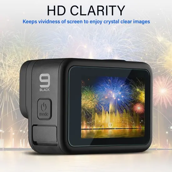 Insten 6 Pcs Screen Protector Compatible with GoPro Hero 9 Black, Ultra Clear HD Tempered Glass Screen Protector for Lens, Small Front Display {4}