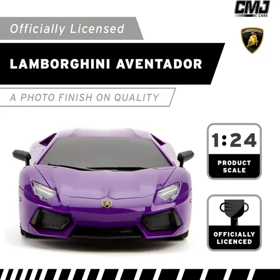 CMJ RC Cars: Lamborghini LP700-4 - Purple - 1:24 Scale, Remote Control Radio Vehicle, 2.4 Ghz, LED Headlights, Indoor-Outdoor Racing Toy, Licensed {6}