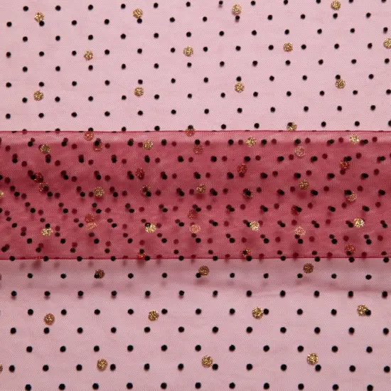 1 Yard Exquisite Mesh Lace Fabric with Dot Flocking & Foil 58/60" Wide {1}