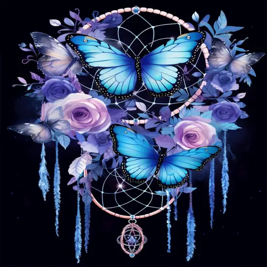 Dream Catcher 5D Diamond Art Kits, Butterfly Diamond Painting Kits for Adults Beginners, DIY Full Round Drill Paint with Diamonds Gem Art, Home Wall Decor 12 x 16 Inch {1}