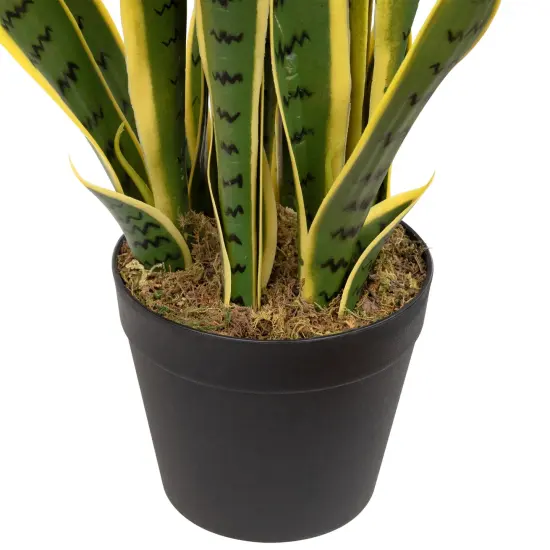 Northlight Real Touch&trade;️ Artificial Potted Striped Leaf Dracaena Snake Plant - 29" Green {7}