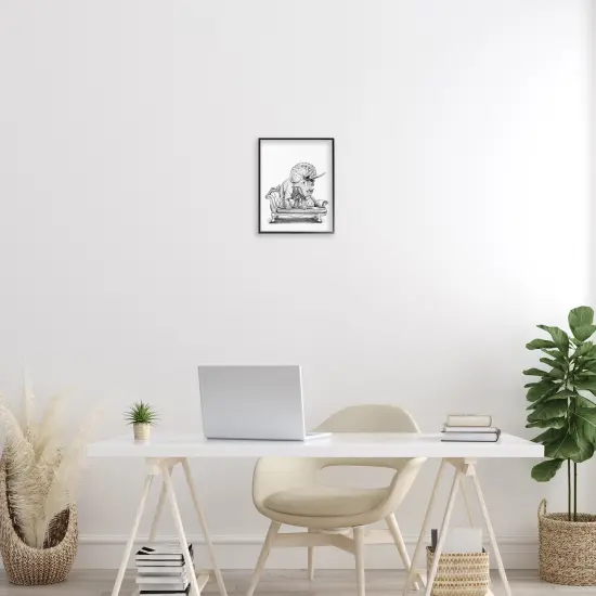 Stupell Industries Triceratops Lounging on Couch Framed Giclee By Rachel Nieman {2}