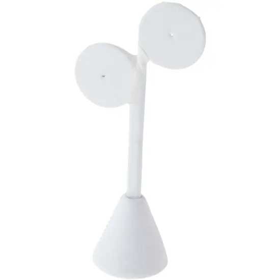 Plymor White Faux Leather Two Circles, Single Pair Earring Display Stand, 2.125" W x 1.25" D x 4.75" H {1}