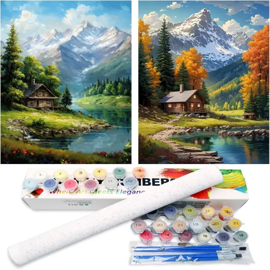 2 Pack Landscape Paint by Number for Adults (12x16 Inch) {1}