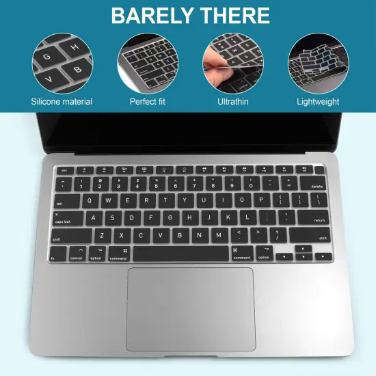 Insten Keyboard Cover Protector Compatible with 2020 Macbook Air 13", Ultra Thin Silicone Skin, Tactile Feeling, Anti-Dust, Black {5}