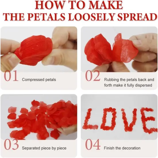 Rose Petals for Romantic Night Candles for Her Set 24 Pcs Led Love Candles 1000Pcs Red Petals Romantic Decorations Special Night Valentines Day Decor Proposal Ideas Bachelorette Party Wedding {5}