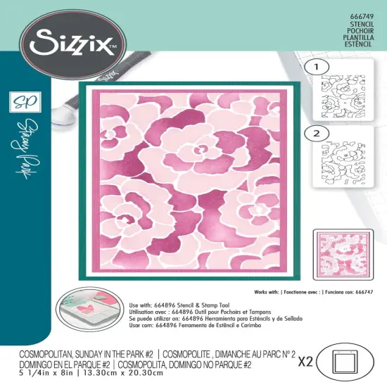 Sizzix A6 Cosmopolitan Stencil By Stacey Park 2/Pkg-Sunday In The Park #2 {1}