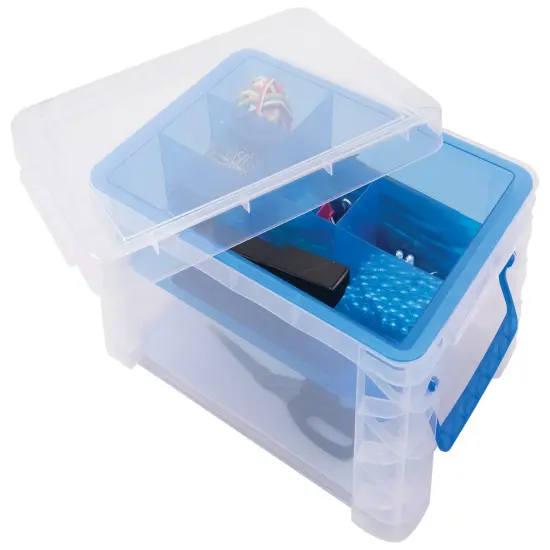 Advantus Super Stacker Divided Supply Box, 14-1/4 x 10-3/10 x 6-1/2 Inches, Clear {1}