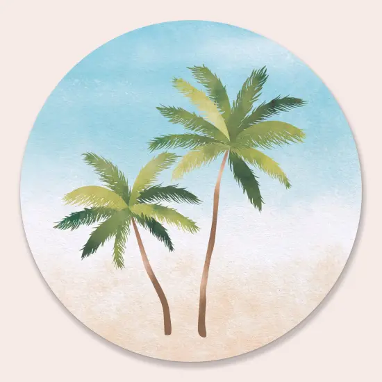Big Dot of Happiness 25 Ct Palm Tree Beach Drink Coasters, 4-Inch Disposable Round Paper Coasters for Tropical Weddings or Engagement Party {1}