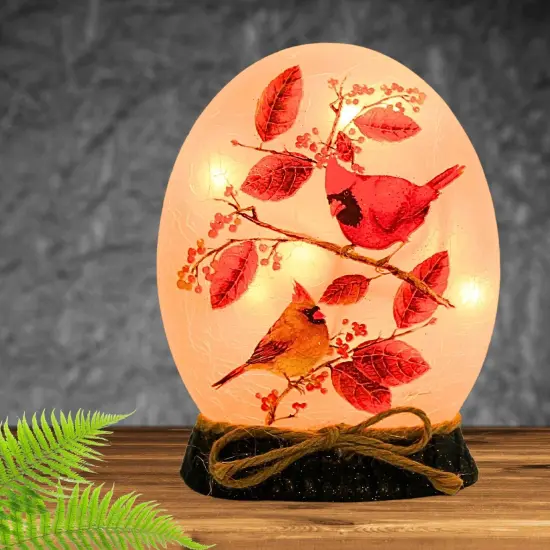 Stony Creek 5.75 In Cardinal W/ Aspen Lit Orb Base Thanksgiving Lighted Glass Accent , Thanksgiving Decor Lighted Fall Glass Orb Clear {4}