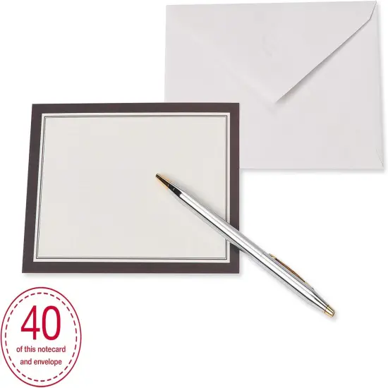 Single Panel Blank Cards with Envelopes, White with Black Border (40-Count) {3}