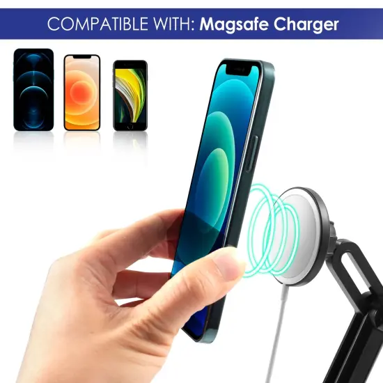 Insten Car Cup Phone Holder Compatible with Magsafe Charger Wireless Charging Pad, Long Adjustable Mount Cradle Black {6}