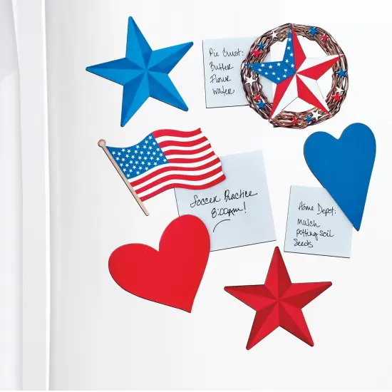 Collections Etc Patriotic Americana Wooden Refrigerator Magnets - Set of 6 {1}